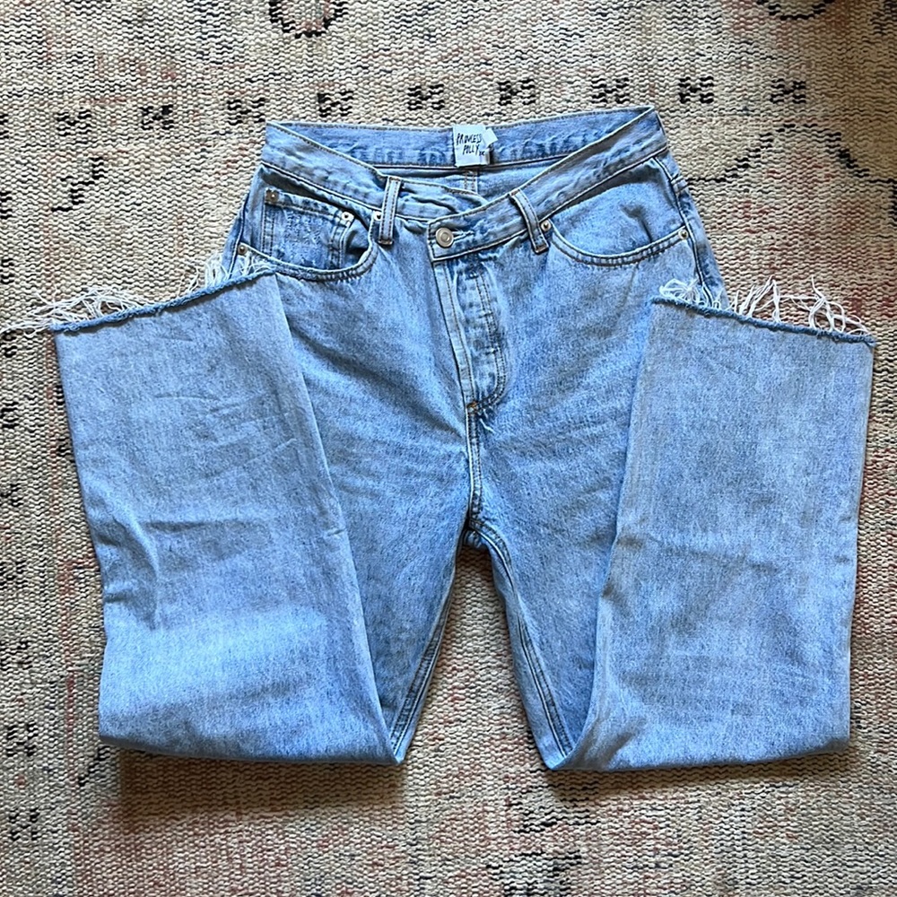 Princess Polly Asymmetrical Jeans Raw Hem
